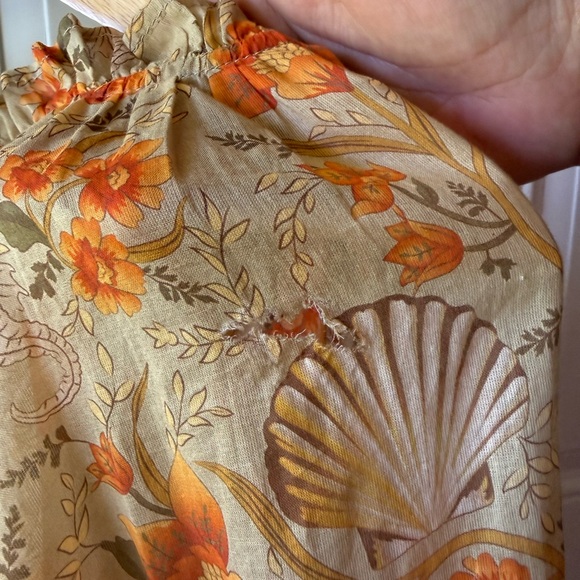 SPELL & The Gypsy Seashell Floral Semi Sheer Long Sleeve Fall Print Blouse - Picture 11 of 13